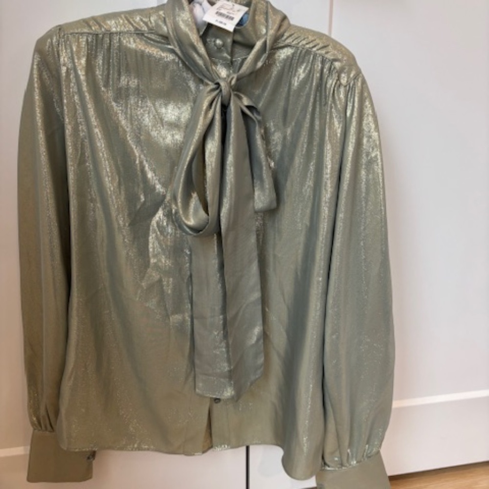 AKRIS Silver Silk Blouse Size 6